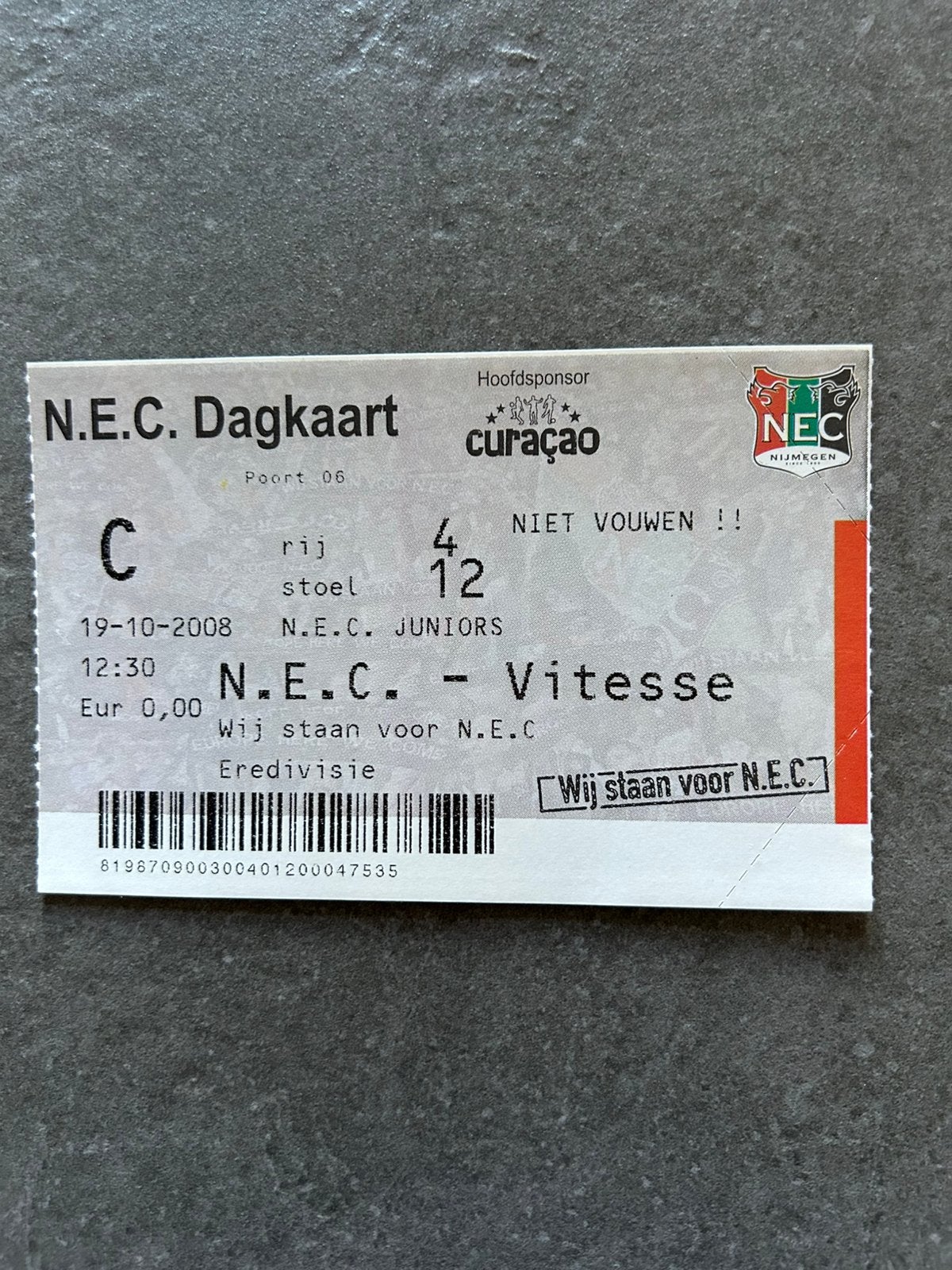 NEC - Vitesse ticket, Ophalen of Verzenden, Vitesse, Overige typen