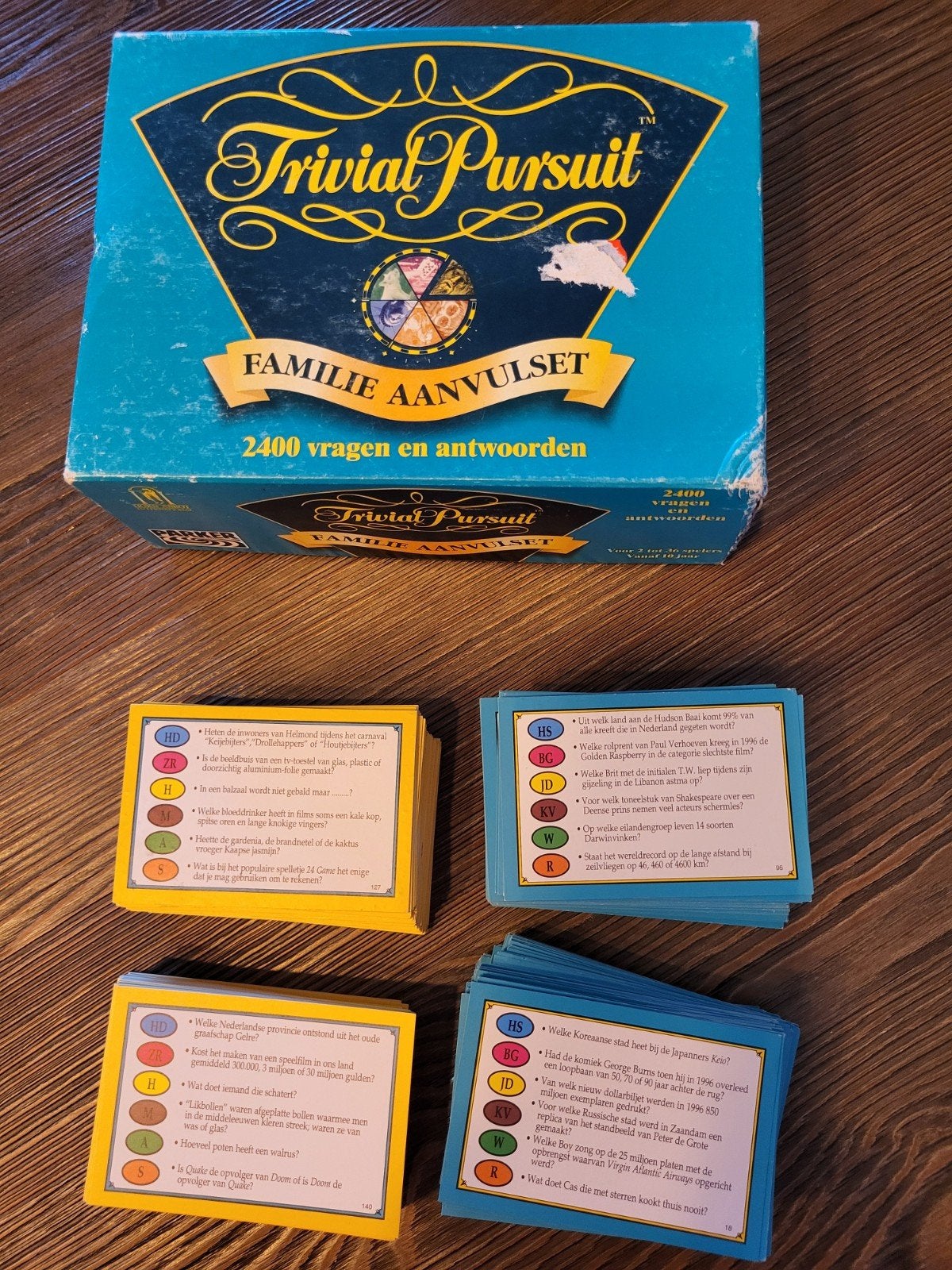 Trivial Pursuit Familie aanvulset 2400 vragen en antwoorden, Ophalen of Verzenden, Gebruikt