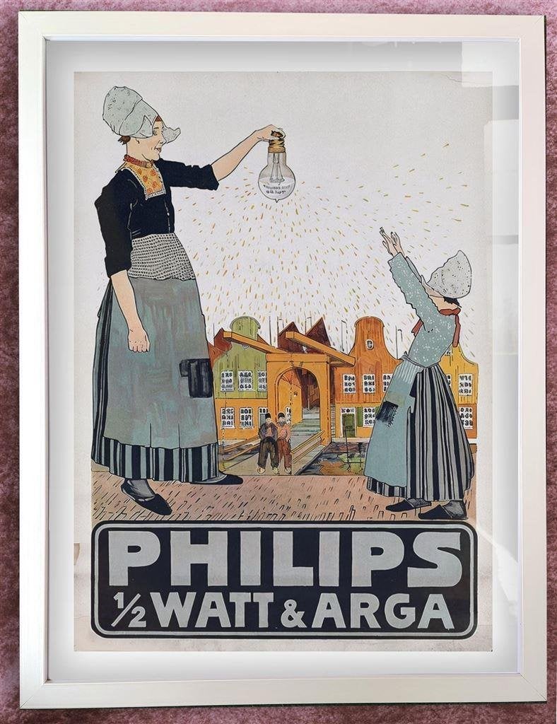 [Poster in Frame] Retro PHILIPS watt Arga Reclame affiche, Verzenden, Nieuw, Reclamebord
