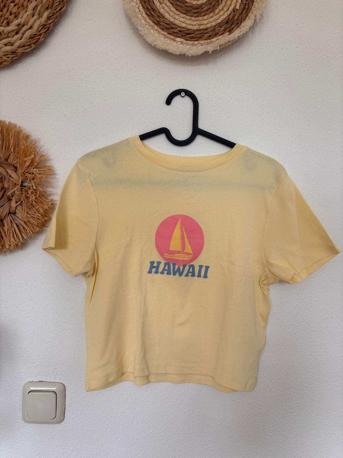 crop T-shirt van Primark in maat L., Ophalen of Verzenden, Zo goed als nieuw, Geel, Korte mouw