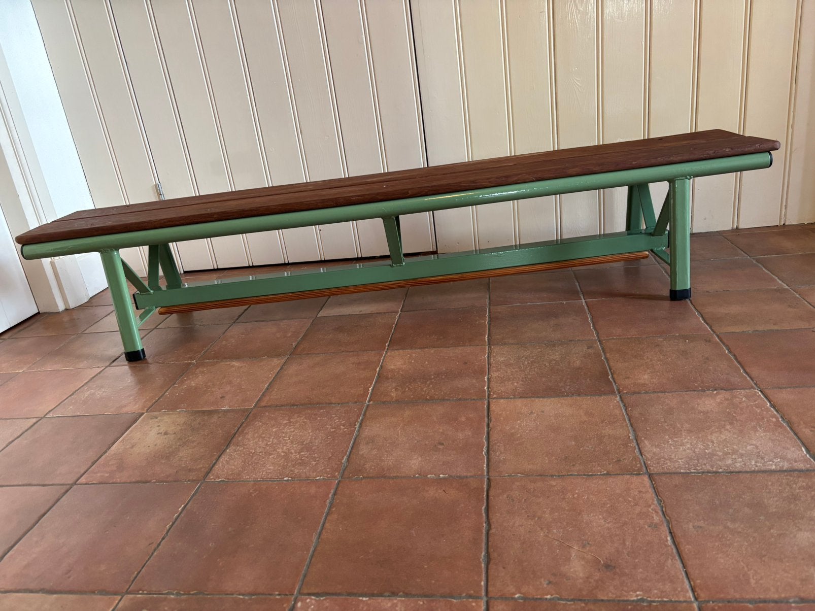 Oude vintage turnbank, gymbank Old Skool gangbank 154 cm, Ophalen, Gebruikt