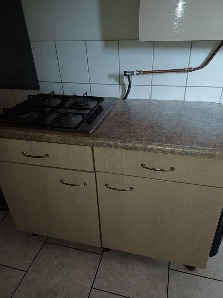 Gasfornuis + keukenblokje te koop, Ophalen, Gebruikt, Wit, Enkelwandige keuken