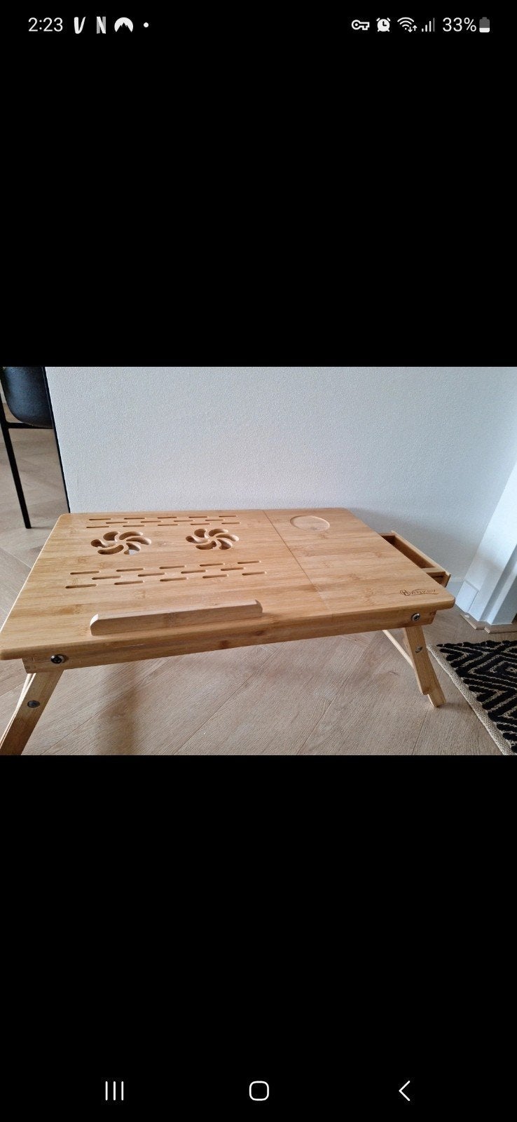 HANKY Bamboe Laptoptafel - Verstelbaar en Draagbaar, Ophalen of Verzenden, Zo goed als nieuw, HANKY, In diepte verstelbaar