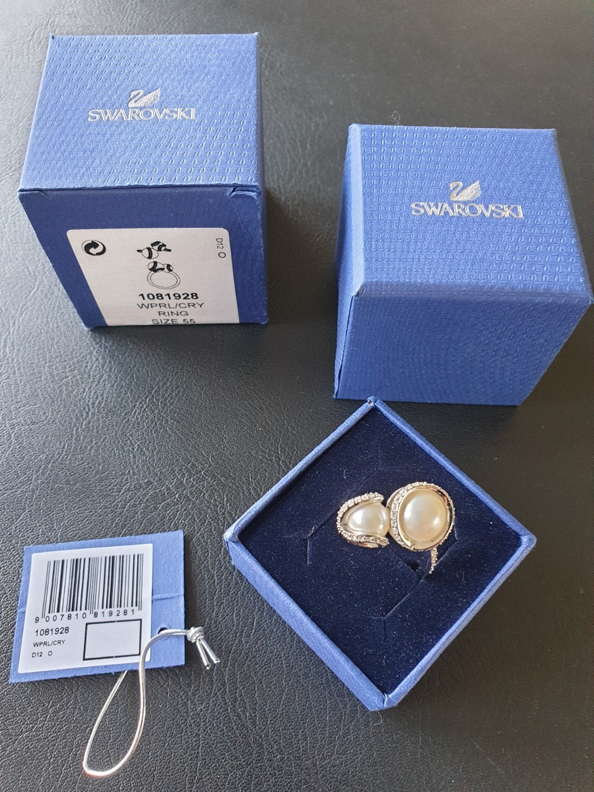 Swarovski parel ring maat 55, Met kristal, Verzenden, Zo goed als nieuw, 17 tot 18