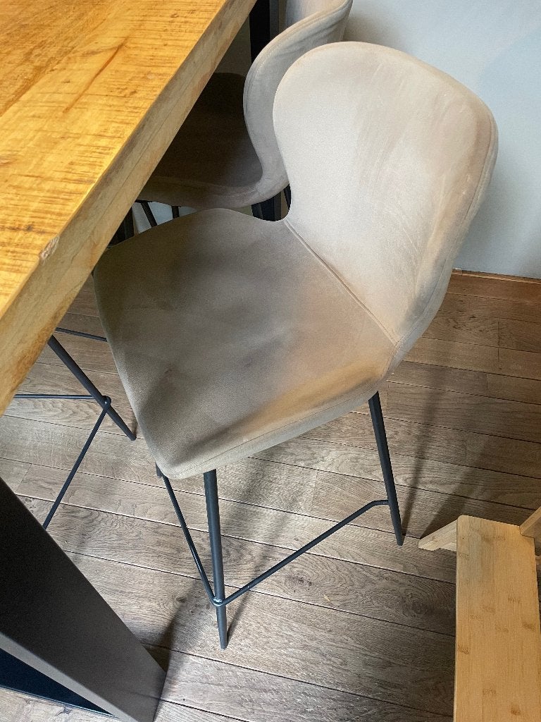 4 Barkrukken, velvet zitting, Ophalen, Gebruikt, Met voetsteun, 60 tot 90 cm