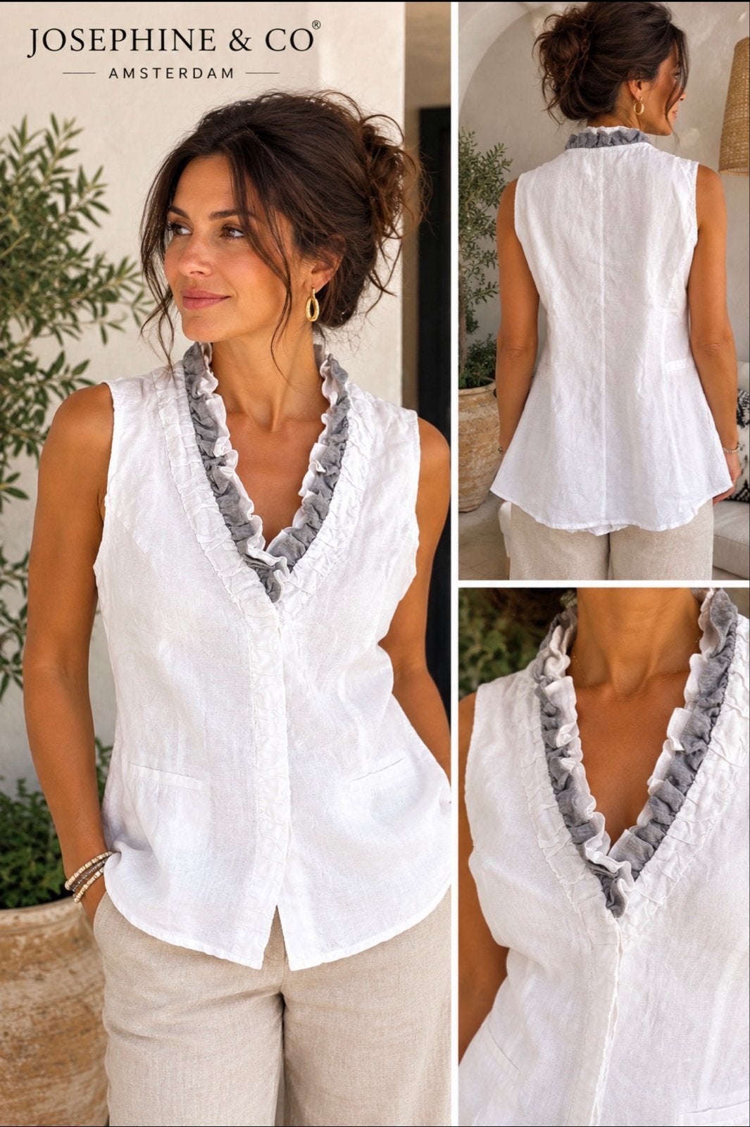 Linnen blouse Josephine & Co maat 38, Verzenden, Zo goed als nieuw, Maat 38/40 (M), Wit