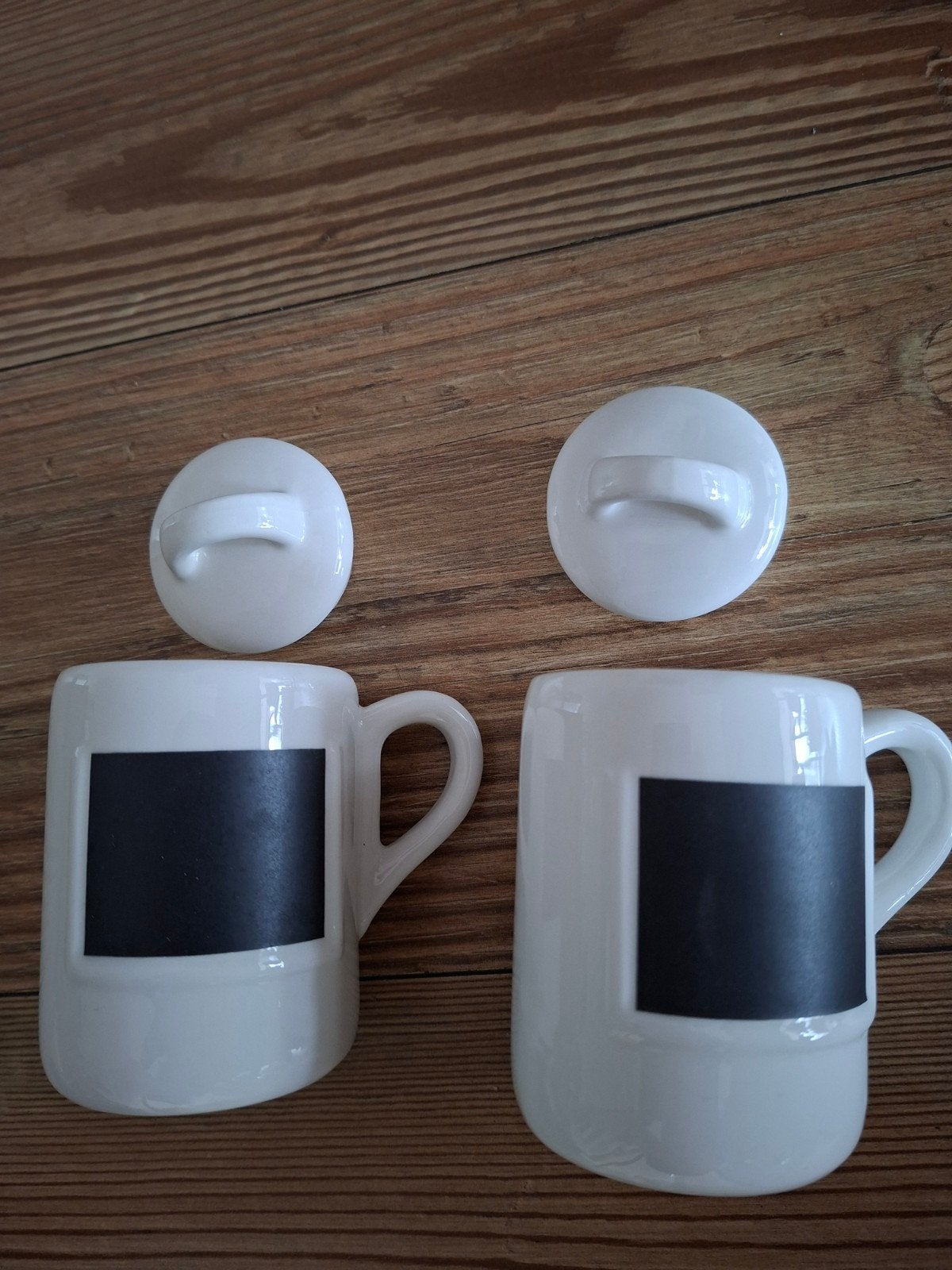 2 Riviera Maison kruidenpotjes met krijtbord, Huis en Inrichting, Ophalen of Verzenden, Zo goed als nieuw, Voorraadpot, Steen/keramiek
