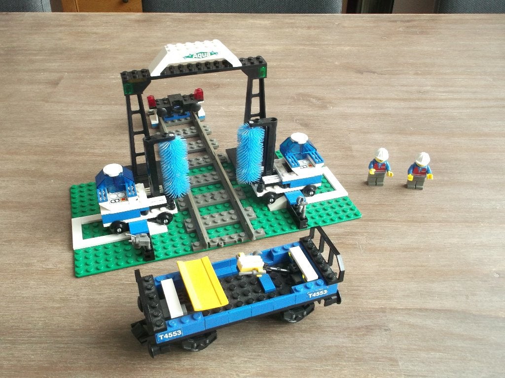lego trains 9 V 4553 train wash (1999), Ophalen of Verzenden, Gebruikt, Complete set, Lego