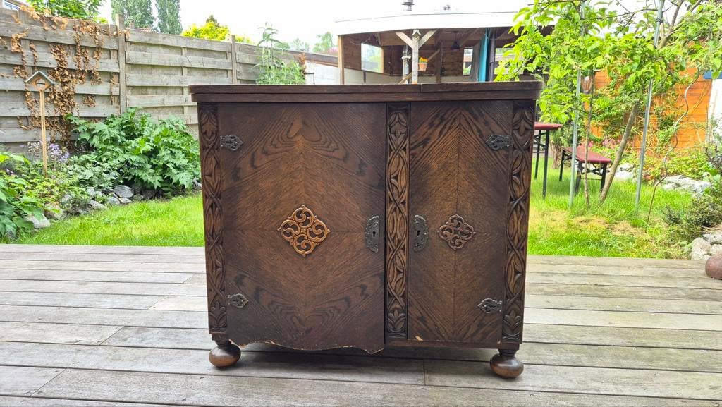 Eiken Naaimachinekast met Carved Details - Pfaff naaimachine, Ophalen