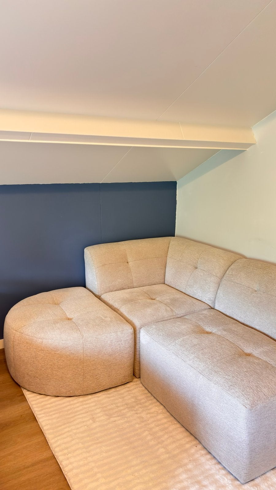 Modulaire bank met poef - Beige stof - Nous living, Ophalen, Zo goed als nieuw, Stof
