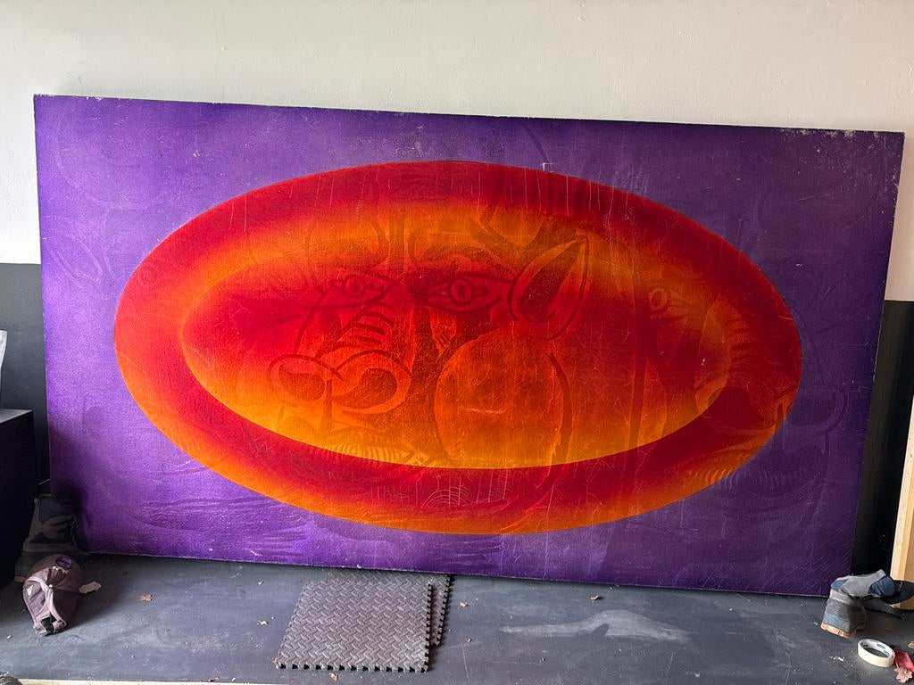 Groot schilderij Walter van Oel - Abstracte Kunst, Ophalen of Verzenden