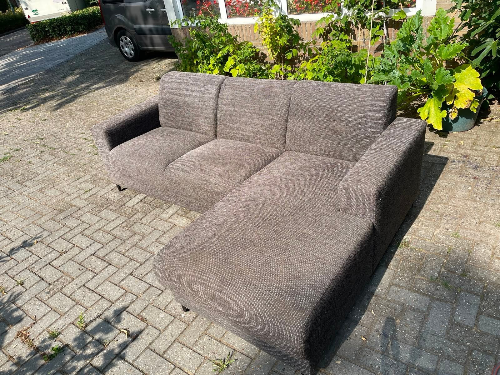 Mooie stoffen hoekbank!, Huis en Inrichting, Ophalen, Gebruikt, 200 tot 250 cm, Vierpersoons of meer