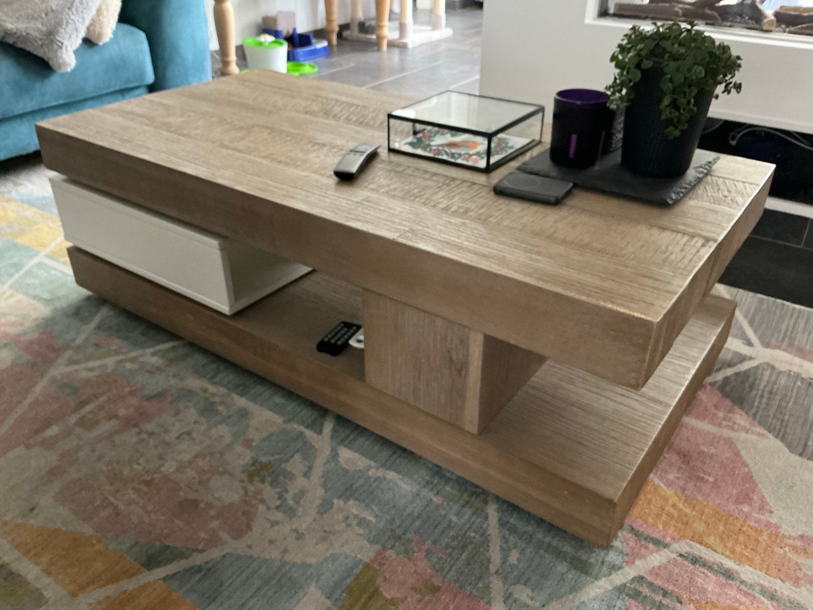 Salontafel én hoektafel H&H met draaibaar element, Ophalen, 50 tot 100 cm, 100 tot 150 cm, Zo goed als nieuw