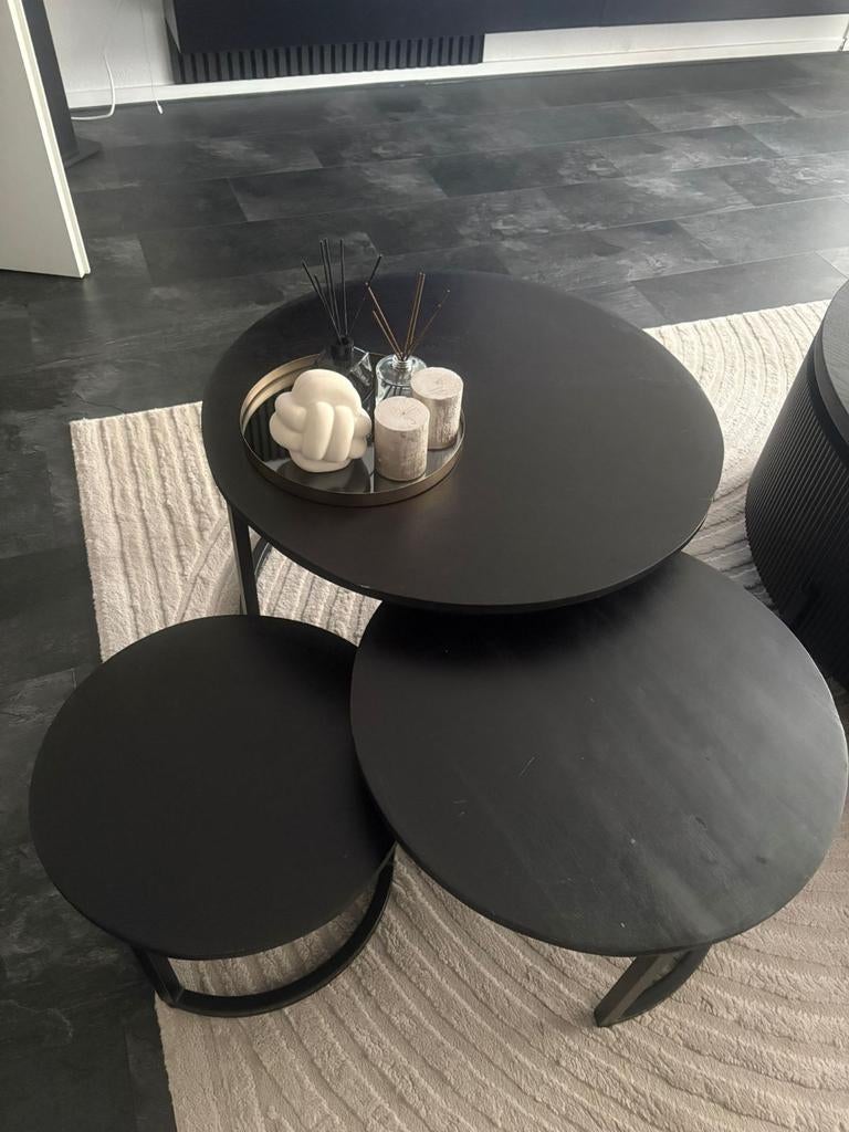 Salontafel Zwart, Ophalen, Overige materialen, Rond, 50 tot 100 cm