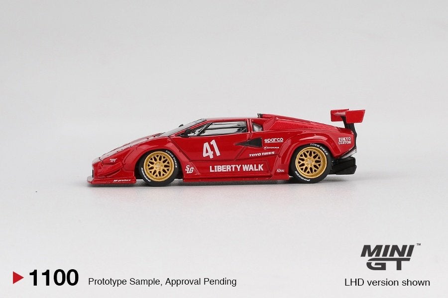 Mini GT 1:64 Lamborghini Countach LB - Works 2025 red, -, Nieuw, Ophalen of Verzenden, -