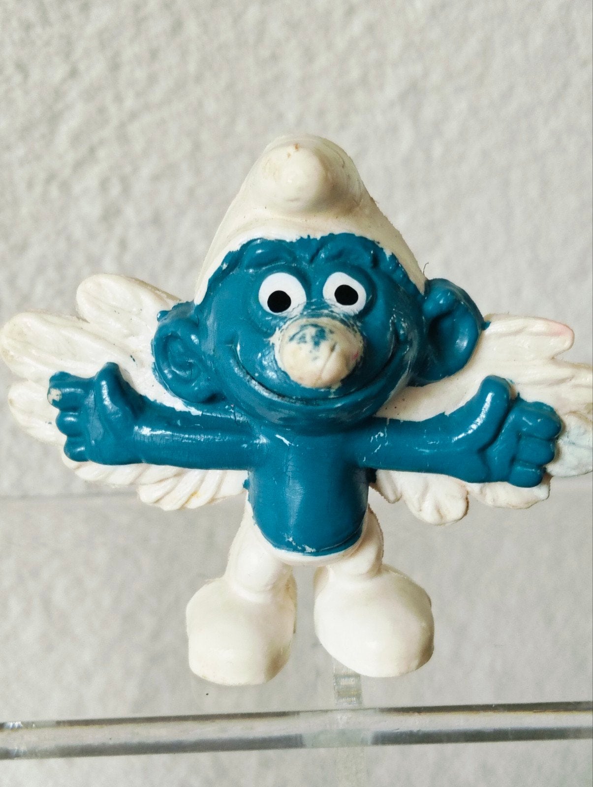 Vintage engel Smurf - Vleugels - Peyo Figuurtje, Ophalen of Verzenden, Gebruikt, Verschillende Smurfen