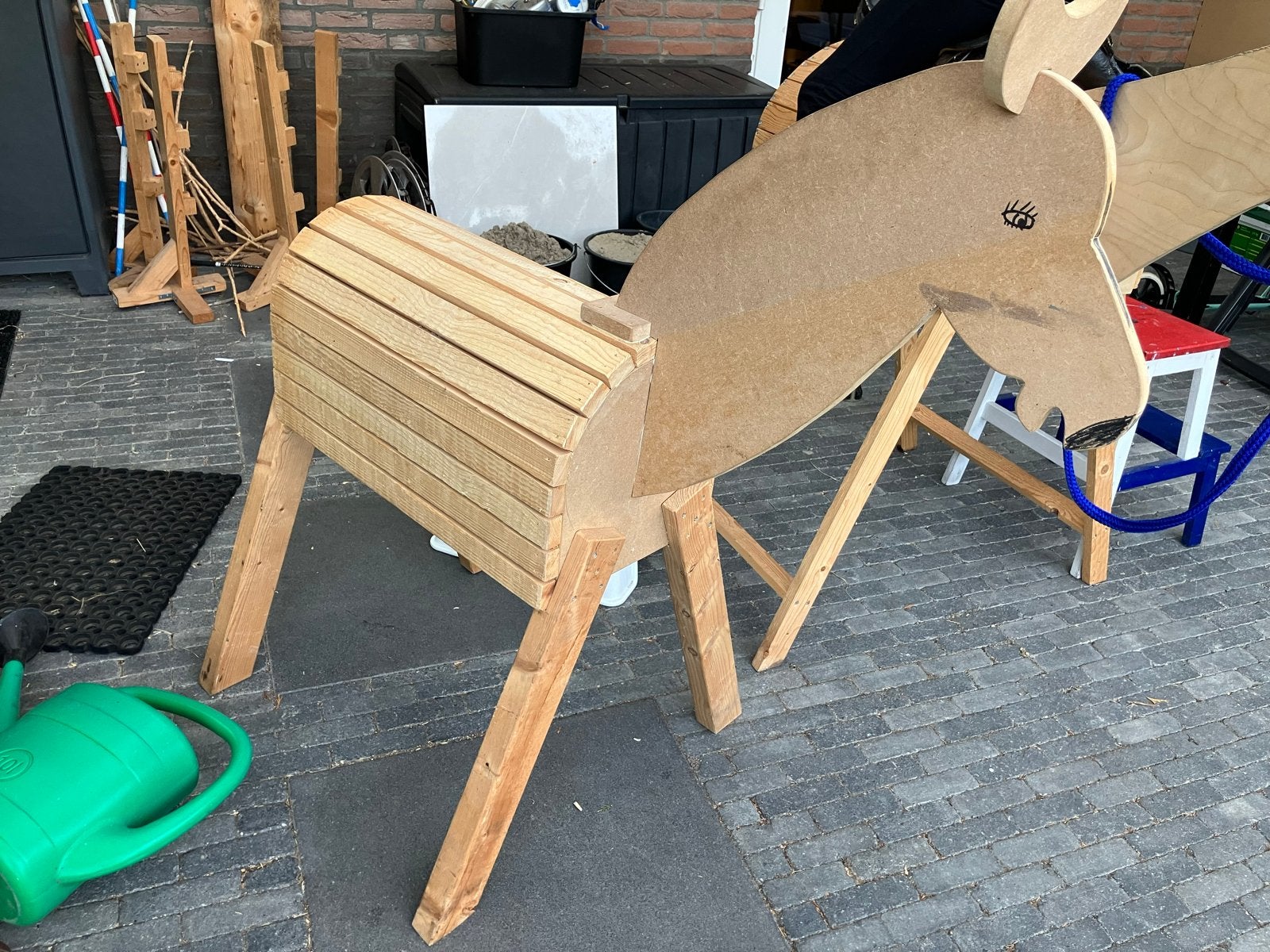 Houten paard, Ophalen, Gebruikt, Rij- of Hobbelspeelgoed