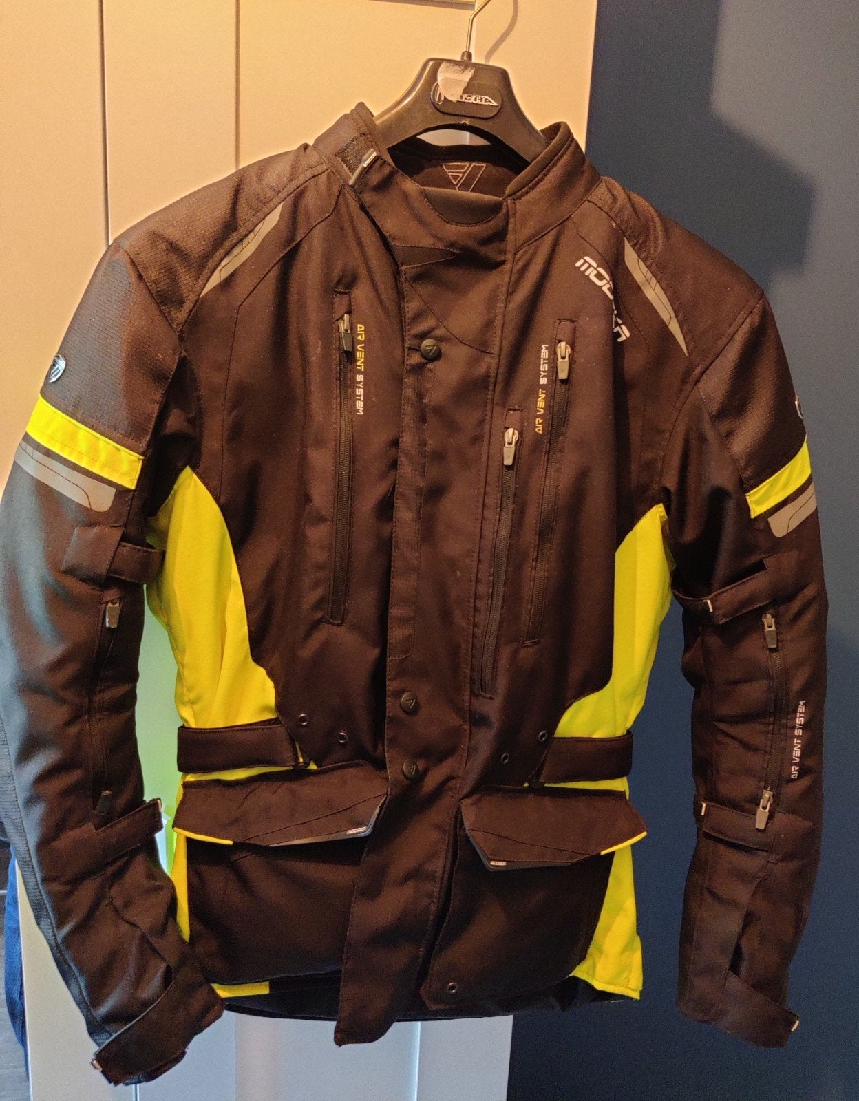 Modeka Striker II Textiel Motorjas Maat L Zwart/Geel, Motoren, Ophalen, Jas | textiel, Heren, Modeka