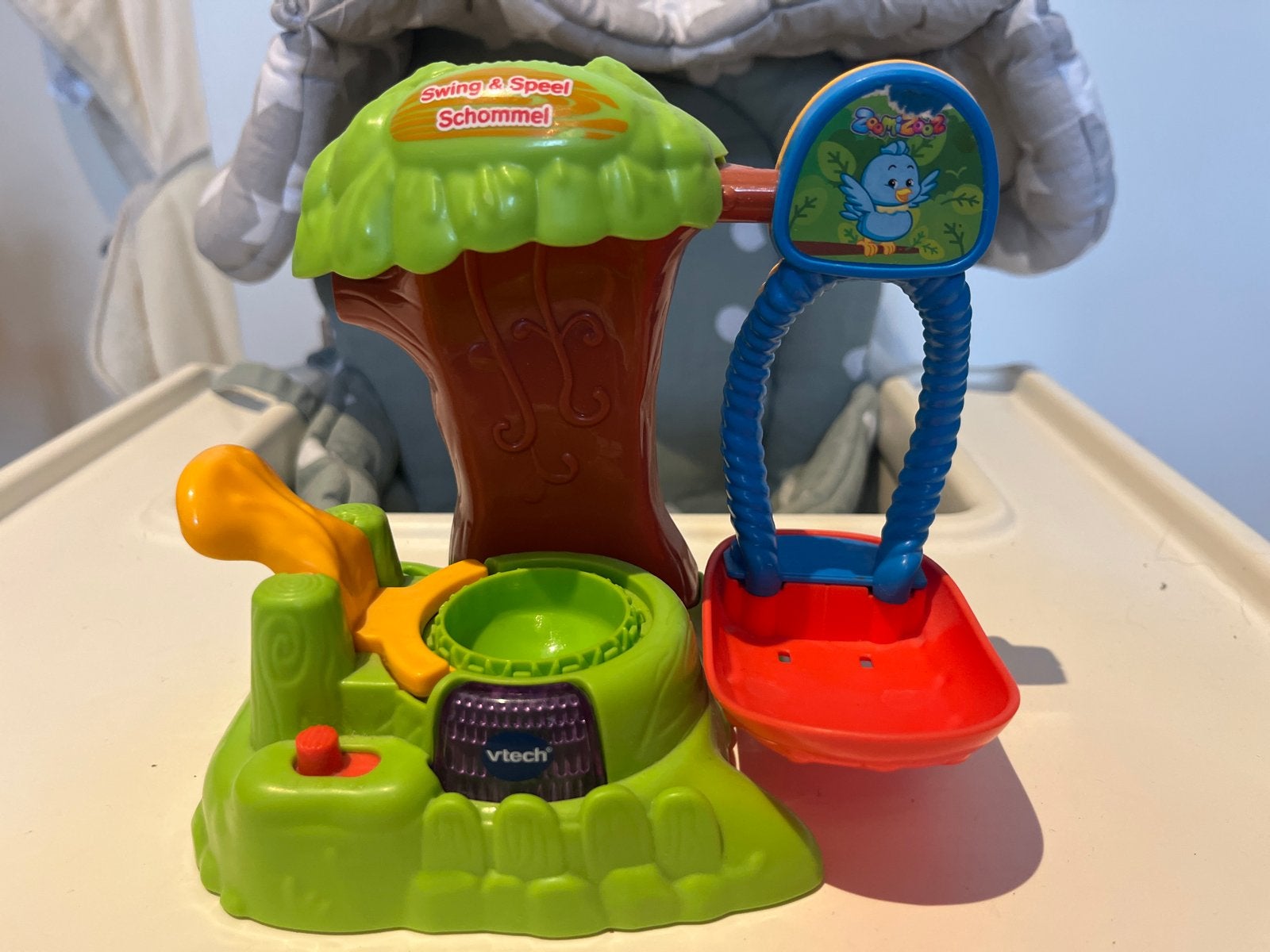 Zoomizooz Swing & Speel Schommel VTech, Ophalen, Zo goed als nieuw, Overige typen, Met geluid