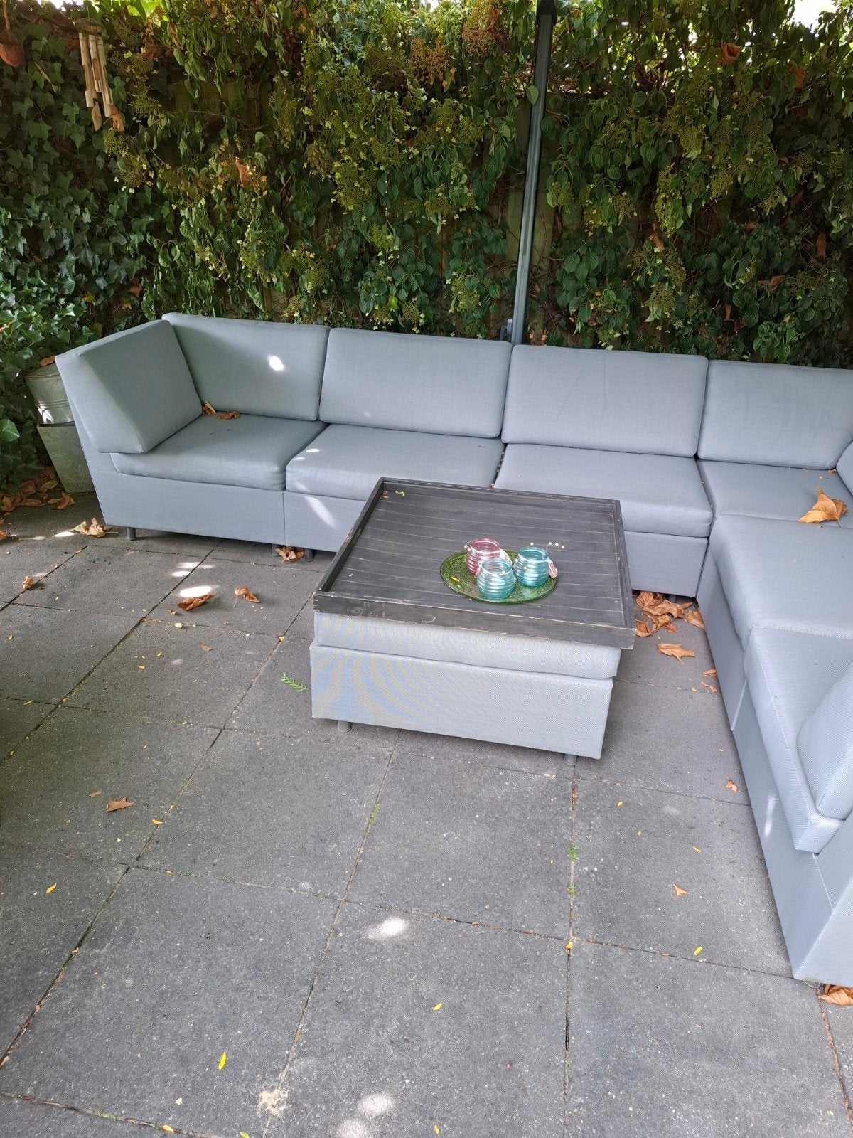 Grote grijze loungeset met salontafel, Ophalen, Overige materialen, Gebruikt, Loungeset