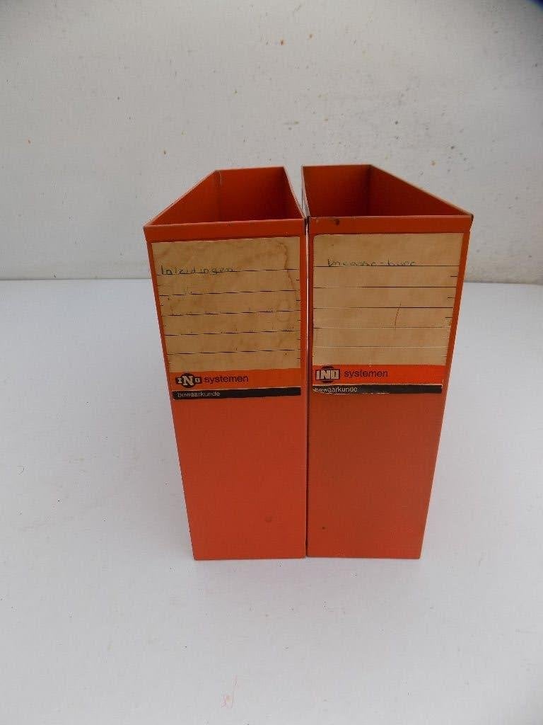 Vintage adminstratie archiefdoos metaal INO oranje, Ophalen of Verzenden
