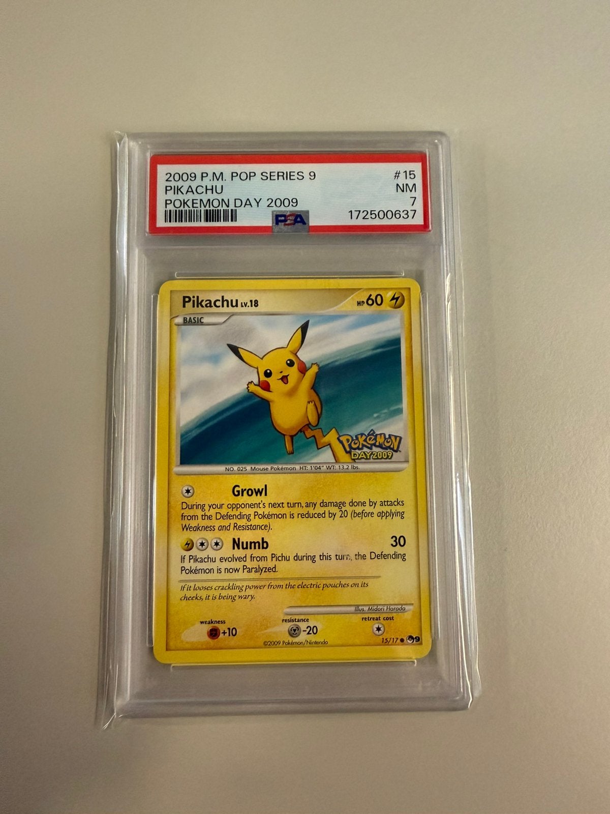 Pikachu pop series 9 pokemon day 2009 PSA 7, Ophalen of Verzenden, Zo goed als nieuw