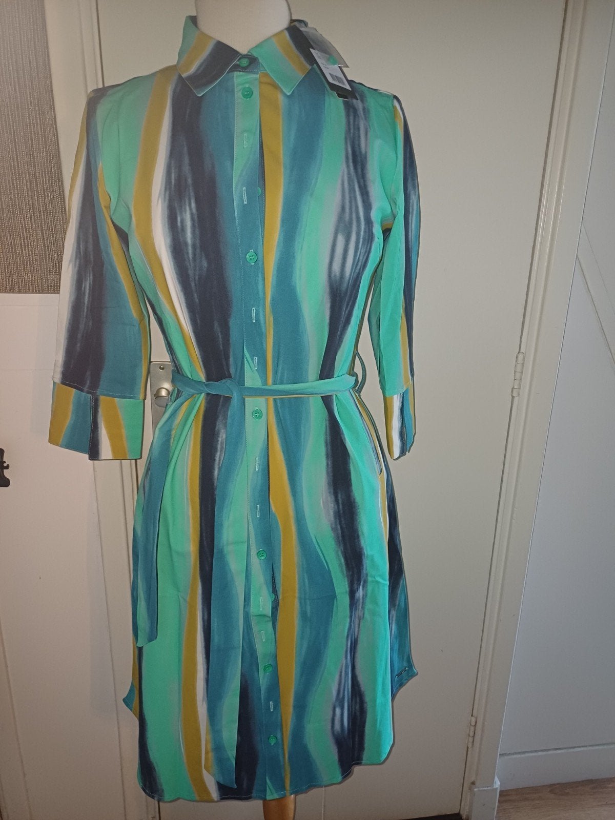 Mi piace travel jurk Mint leaf Swirly print 3kwart mouw, Mp, Mp, Nieuw, Ophalen of Verzenden