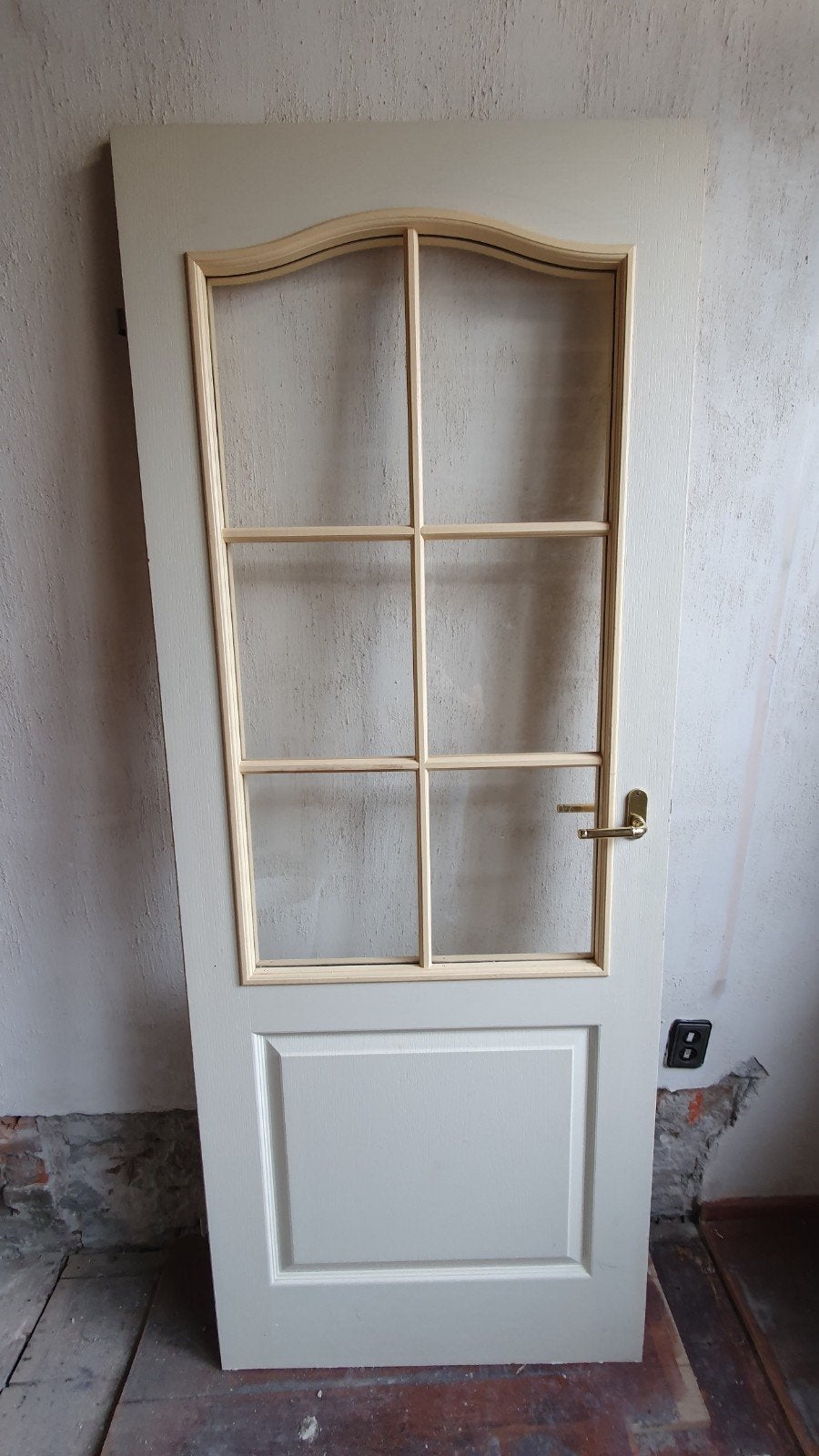 Binnendeur met glas en paneel - Klassiek design jaar 80, Ophalen, Gebruikt, Minder dan 80 cm, Binnendeur
