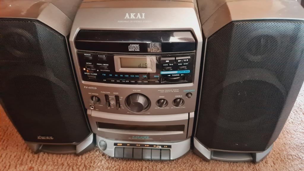 Akai PJ-417CD CD Stereoset, met klemmend cassettedeck, Ophalen, Enkel, Akai, Tape counter