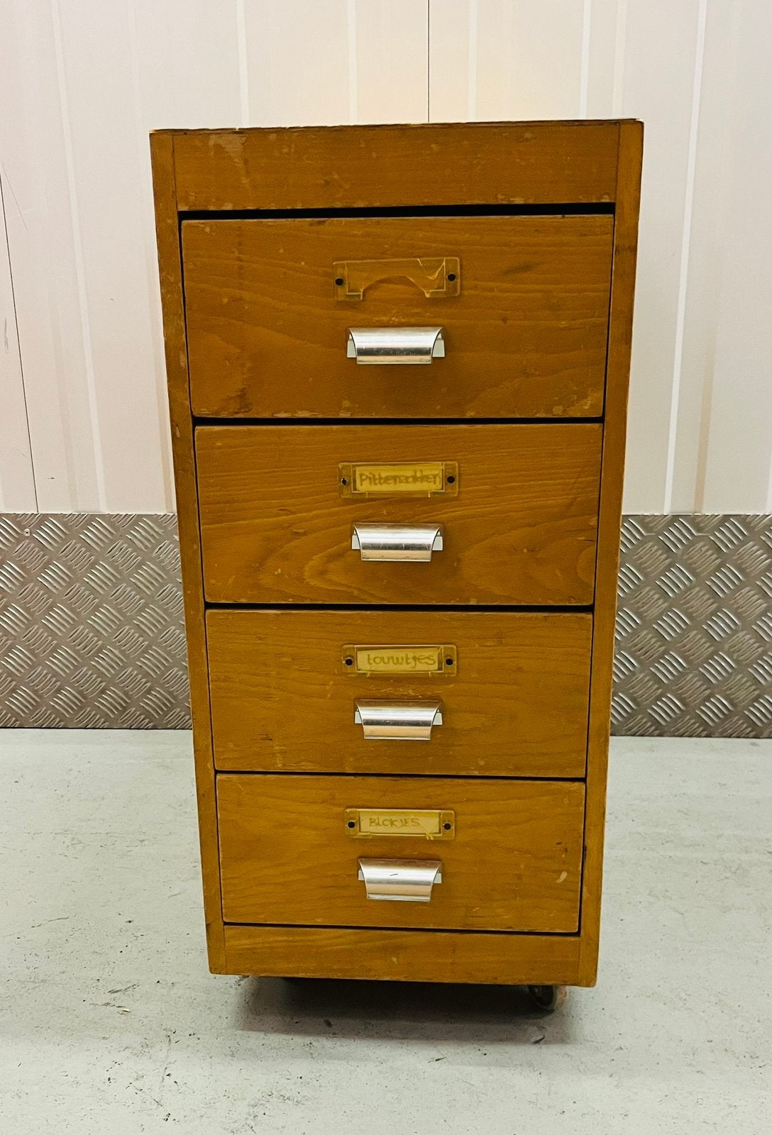 Vintage ladenblok ladekast, Ophalen, Minder dan 50 cm, Zo goed als nieuw, 3 of 4 laden