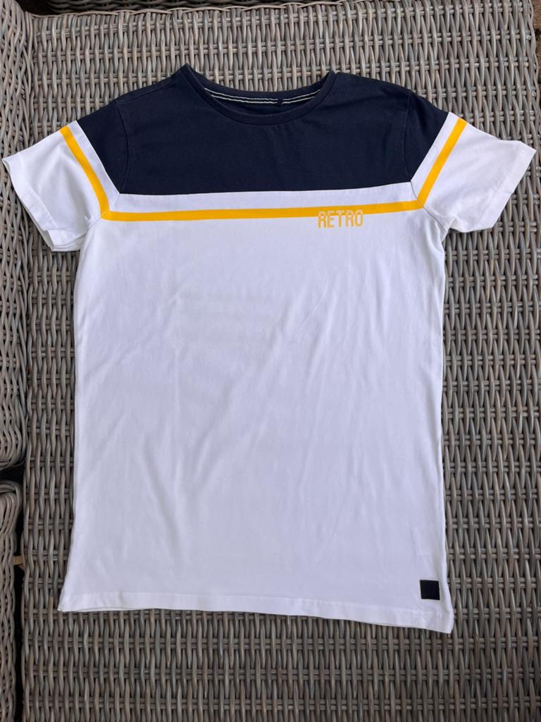 Levv jongensshirt maat 170 wit blauw geel korte mouwem, Kinderen en Baby's, Kinderkleding | Maat 176, Ophalen of Verzenden, Zo goed als nieuw
