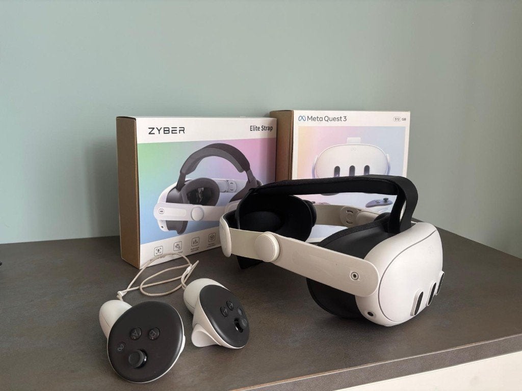 Meta Quest 3 512GB met controllers en elite strap, Ophalen of Verzenden, Zo goed als nieuw, VR-bril, Overige platformen