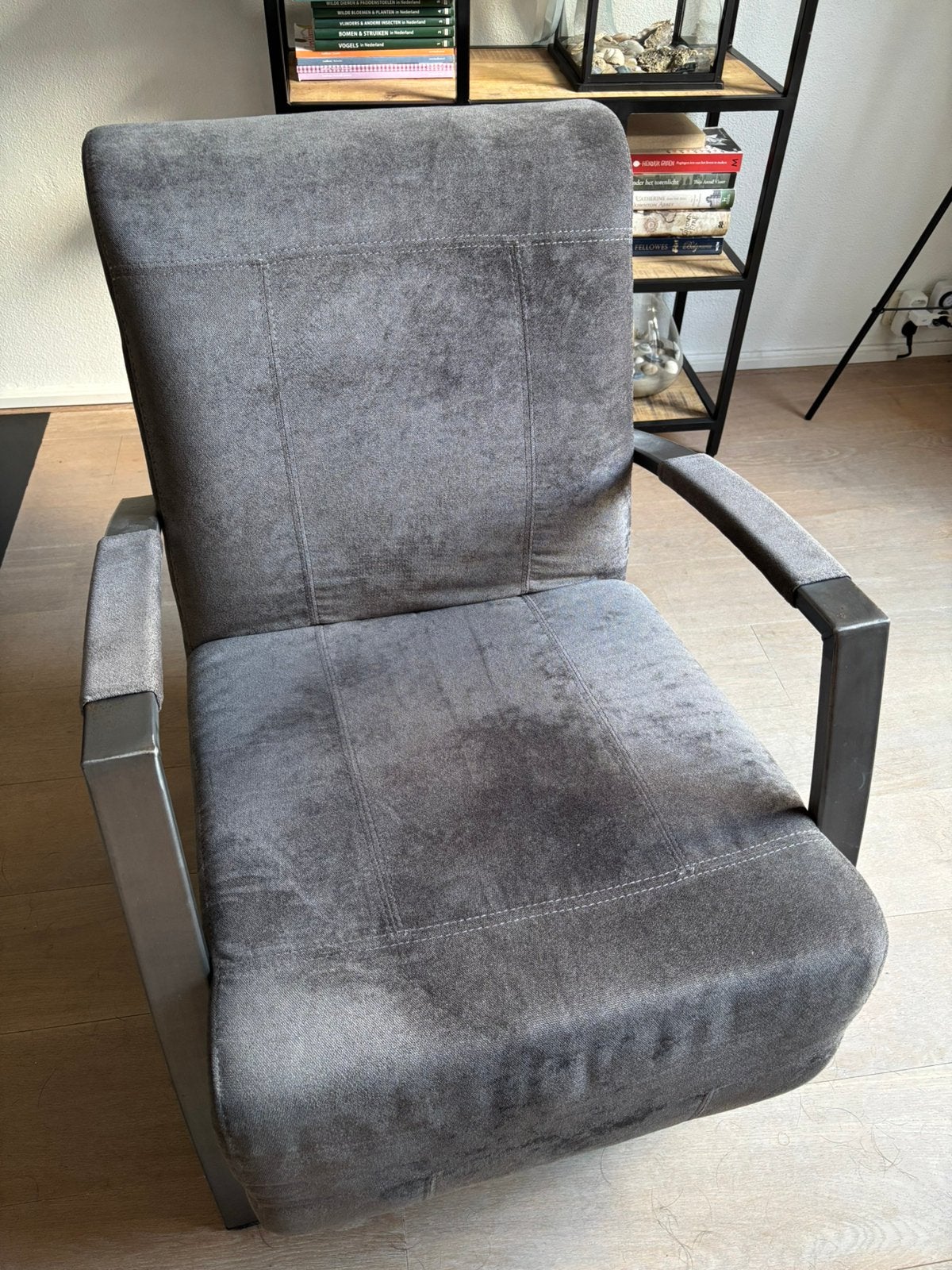 2 fauteuil stoelen, turquoise & grijs, Ophalen, Gebruikt, Grijs, Twee