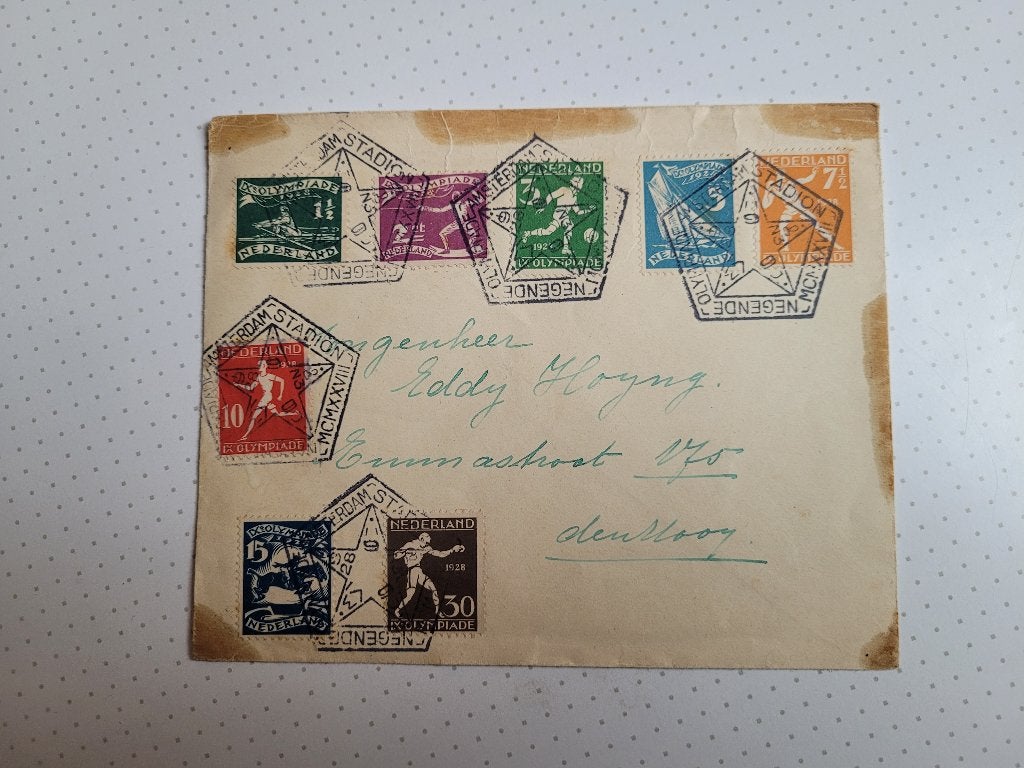 Envelop Olympische Spelen Amsterdam 1928 + spec. Stempel, Ophalen of Verzenden, T/m 1940, Gestempeld