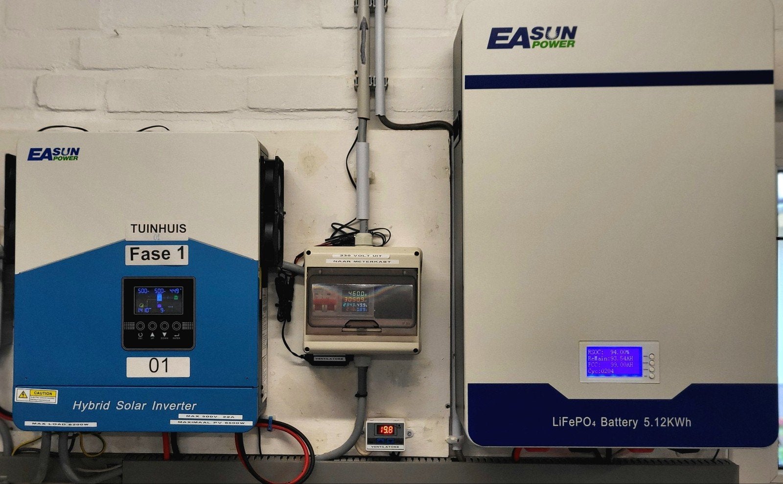 Easun Hybride Omvormer 6.2kW met 5.12kWh LiFePO4 Accu, Ophalen, Zo goed als nieuw, Compleet systeem, 200 wattpiek of meer