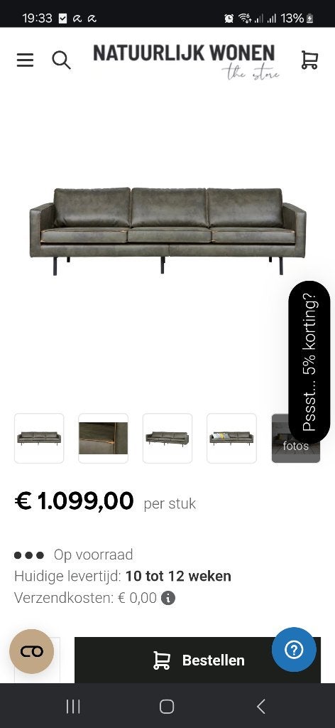 Bank, Huis en Inrichting, Banken | Bankstellen, Ophalen, 250 tot 300 cm, Gebruikt, Overige maten