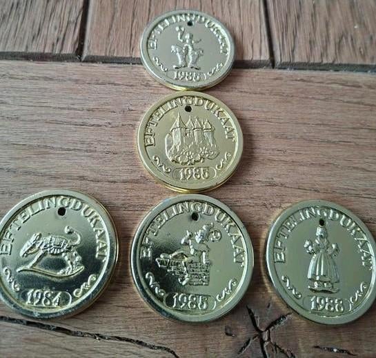 Eftelingdukaten met jaartal, 1984,1985,1988, Verzamelen, Efteling, Ophalen of Verzenden