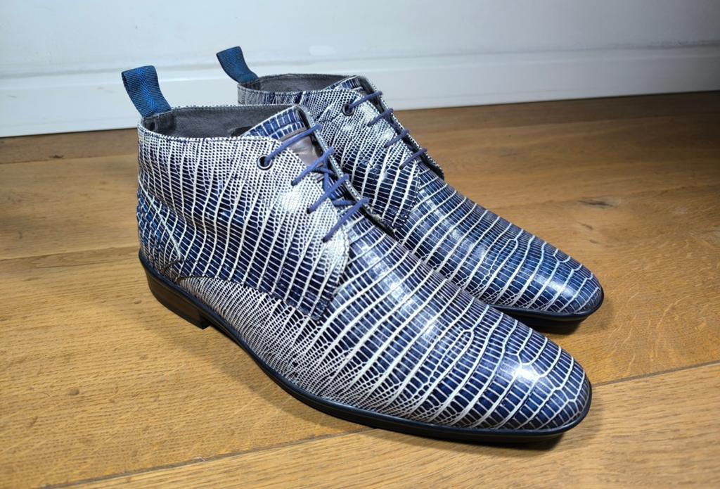 Floris van Bommel halfhoge herenschoenen maat 8,5 / 42,5, Ophalen, Blauw, Floris van Bommel, Zo goed als nieuw