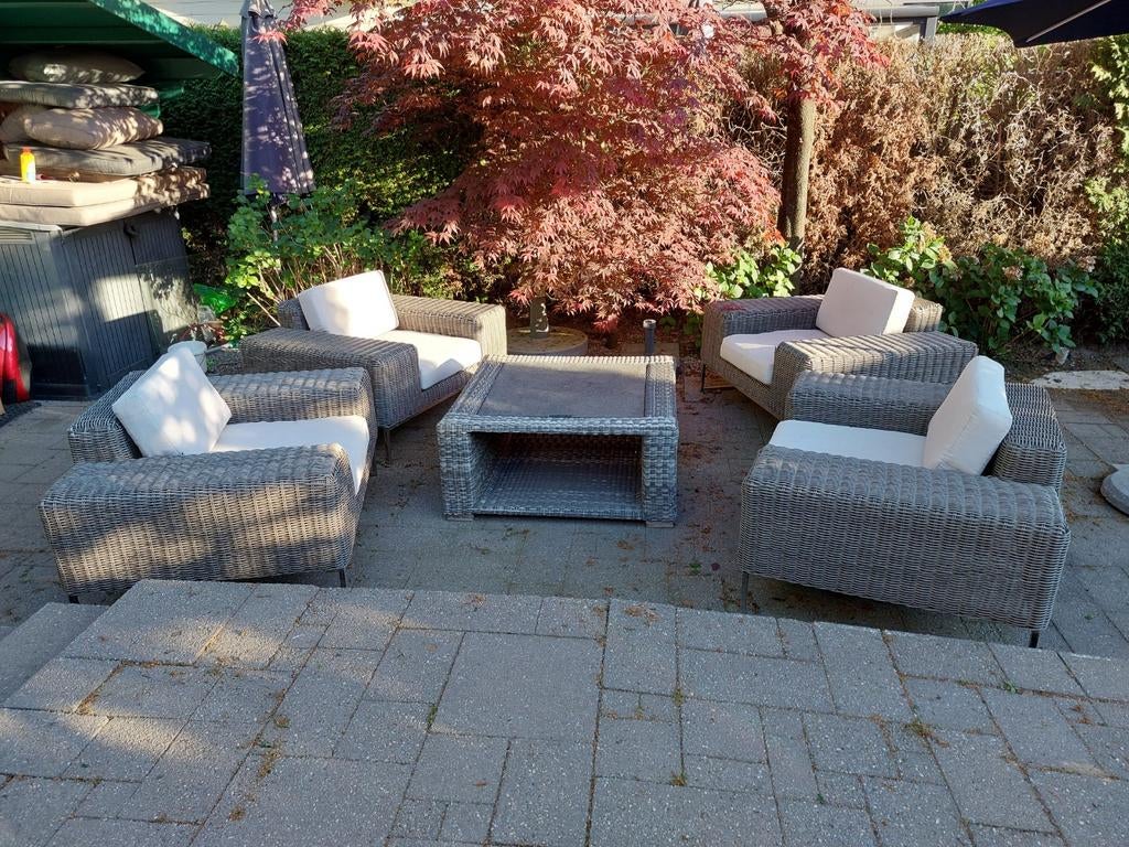 Luxe loungeset Inclusief kussens & salontafel  bezorging kan, Tuin en Terras, Tuinsets en Loungesets, 4 zitplaatsen, Bijzettafel