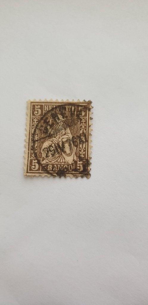 5730 zwitserland sitzende helvetian strubel 1881 5 franco, Verzenden
