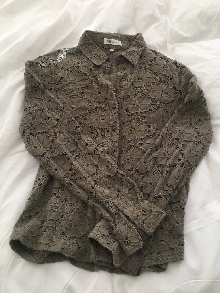 Nadine blouse bruin-groen maat 42, Maat 42/44 (L), Gedragen, Groen, Verzenden