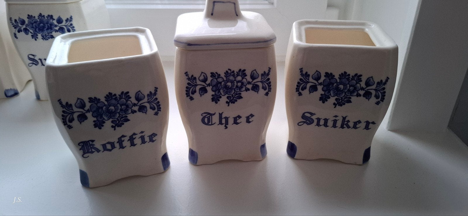 Vintage Delfts Blauw Koffie, Thee, Suiker en Kruidenset, Ophalen