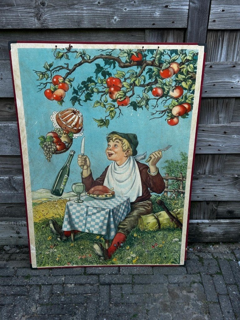 Schoolplaat met sprookje: Tafeltje dek je, ezeltje strek je, Ophalen of Verzenden, Natuur en Biologie