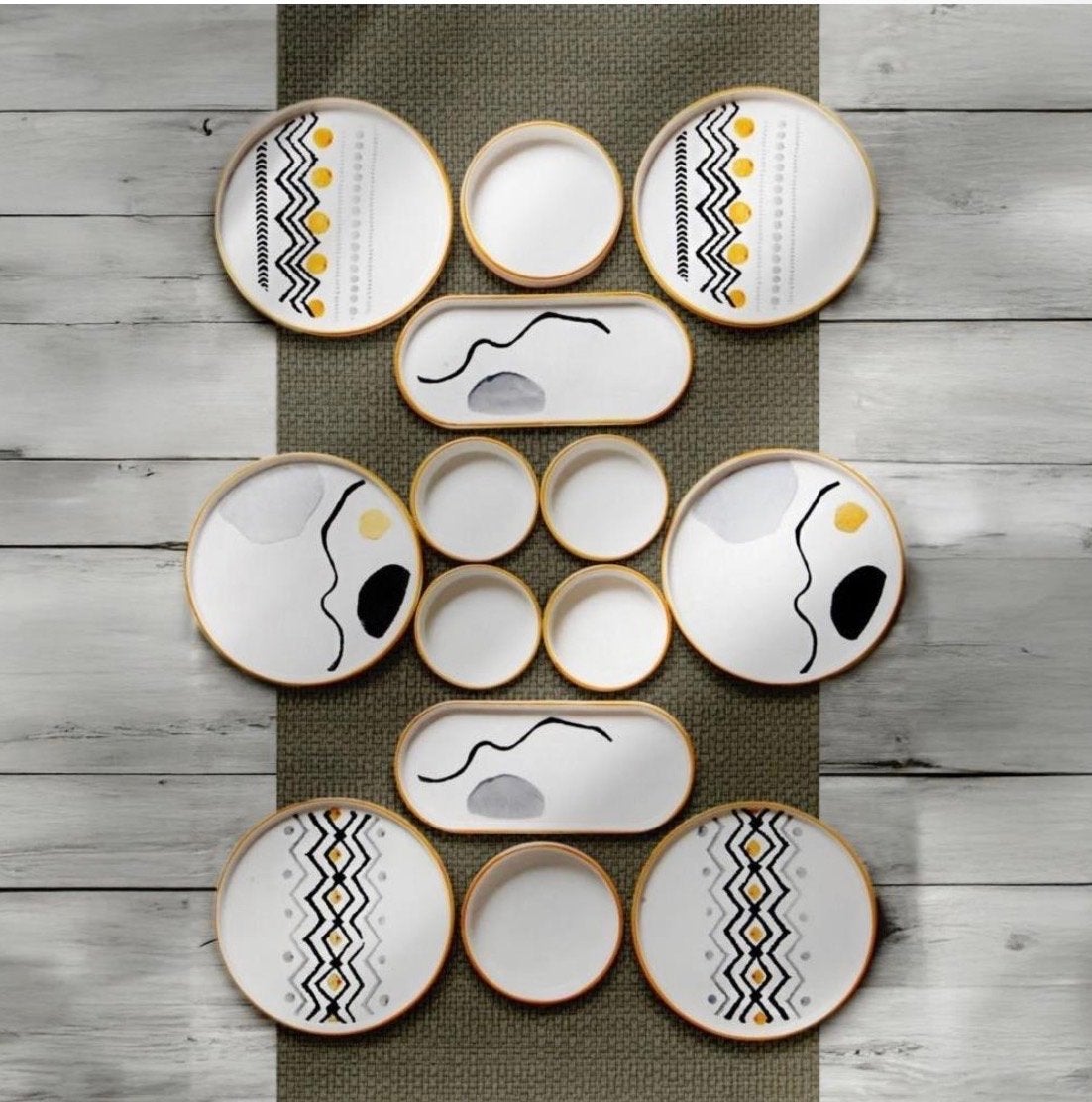 Modern Servies Set - Abstract Design, Keramiek, Nieuw, Ophalen of Verzenden, Overige stijlen