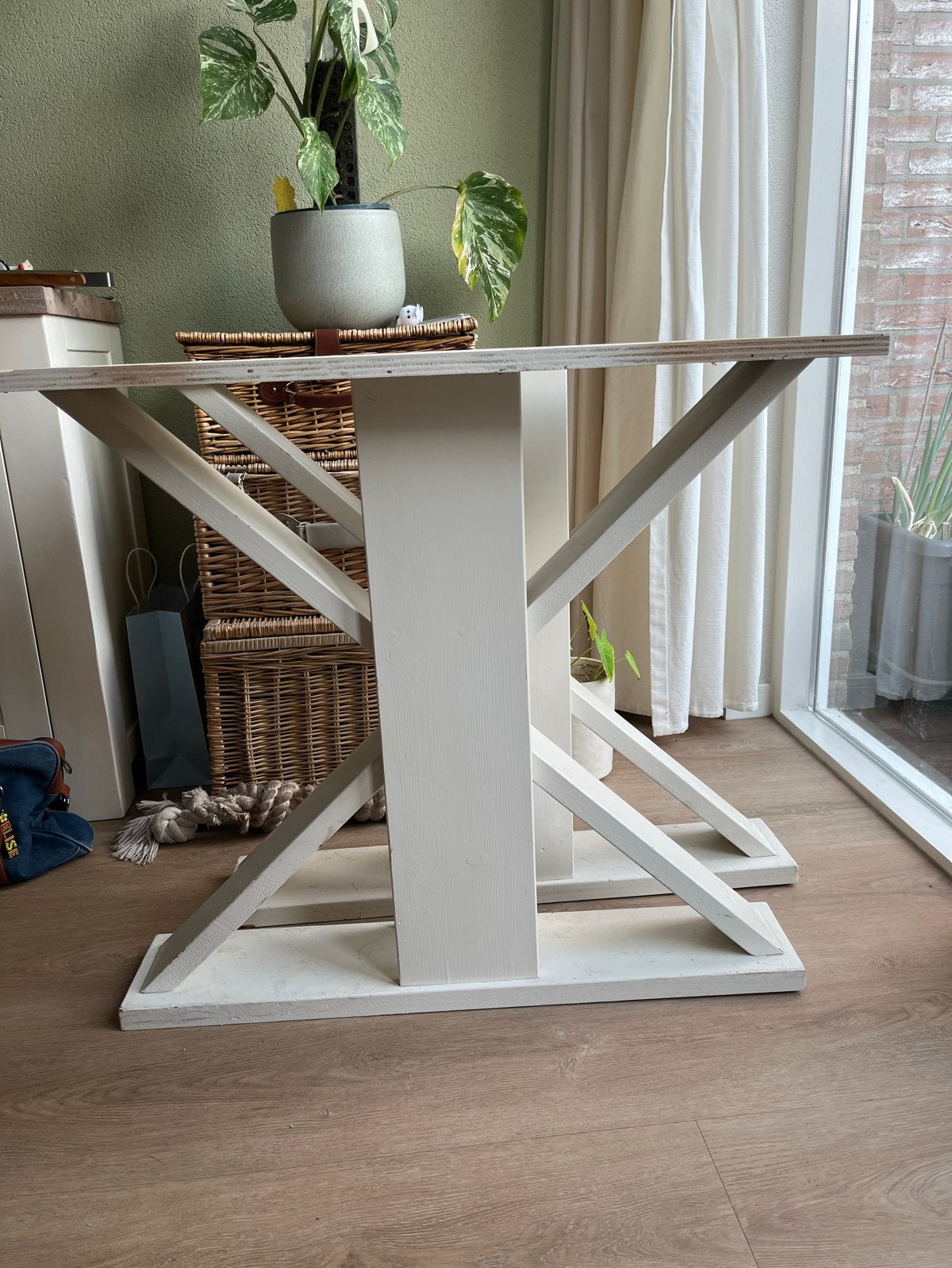 Stevige witte houten tafelpoten voor DIY project, Ophalen, Tafelpoot, Gebruikt, 50 tot 100 cm