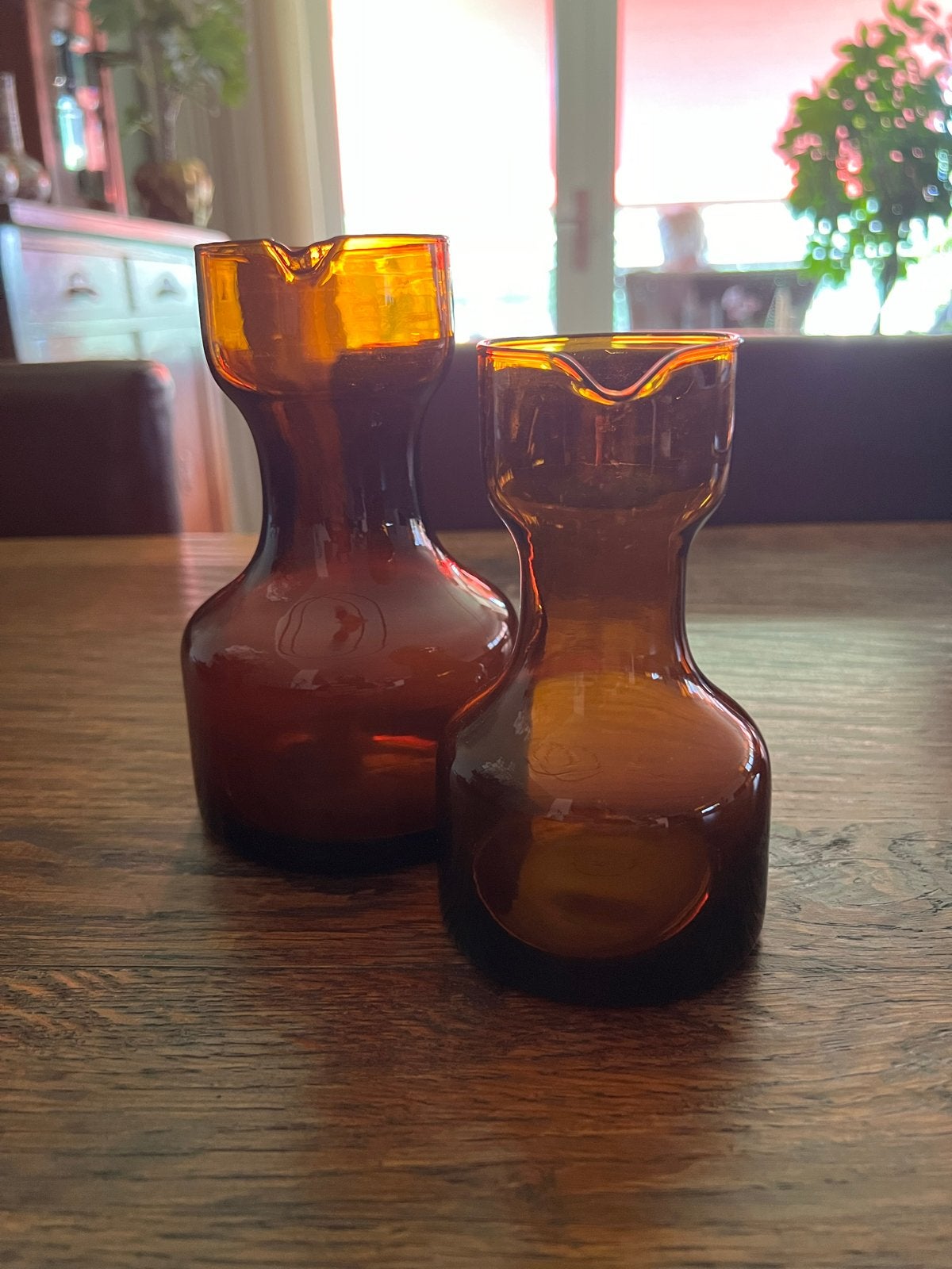 Erik Hoglund Boda Zweden Amber Glazen Karaffen Mid-Century M, Ophalen of Verzenden