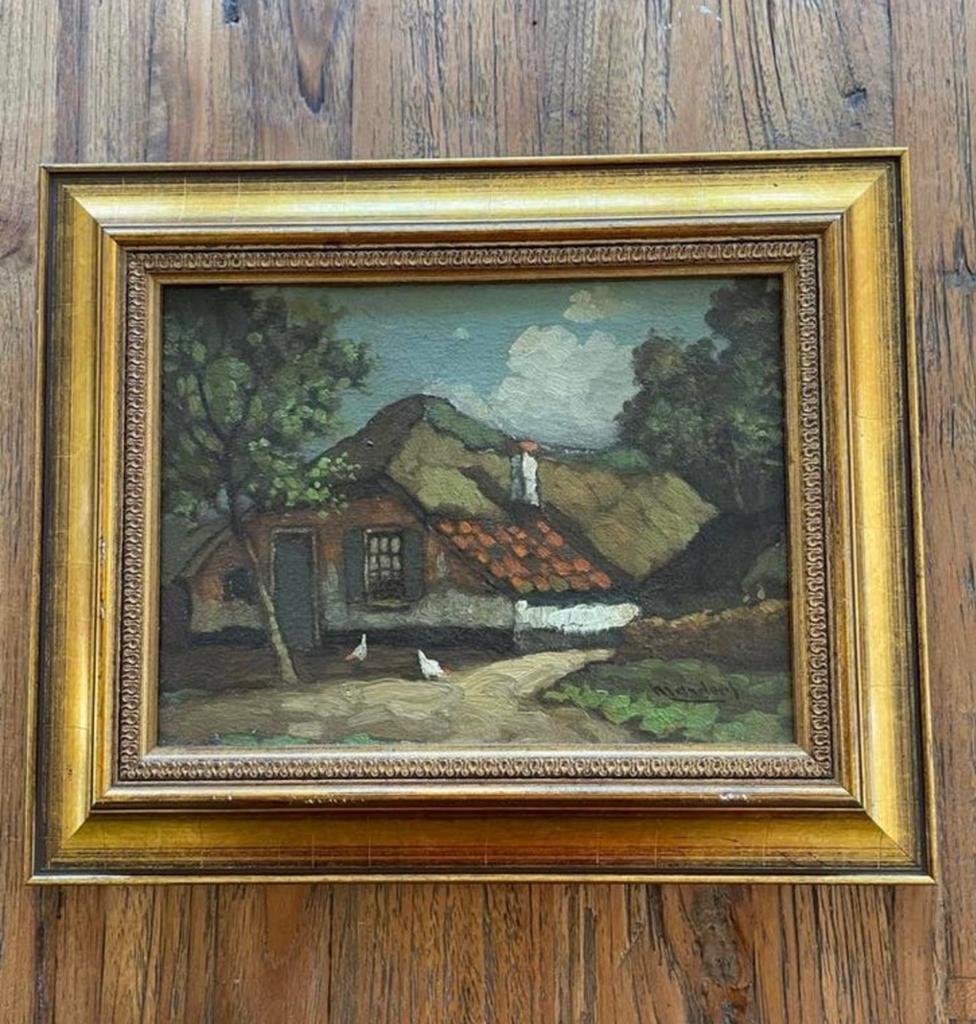 Oud Hollands Tafereel: Boerderij met Kippen, Antiek en Kunst, Kunst | Schilderijen | Klassiek, Ophalen of Verzenden