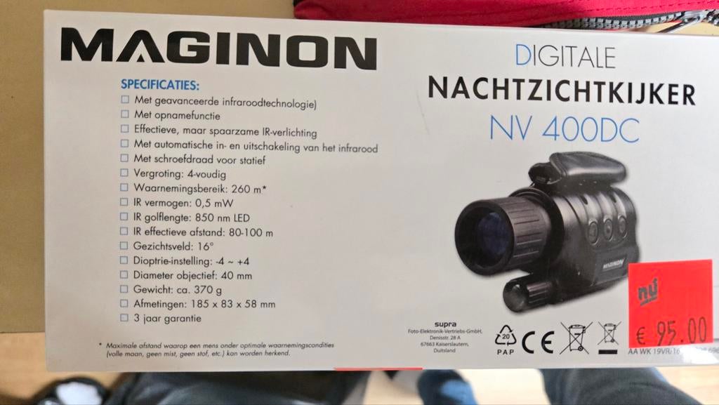 Maginon Digitale Nachtzichtkijker NV 400DC - Nieuw, Minder dan 8x, Overige typen, Nieuw, Ophalen of Verzenden