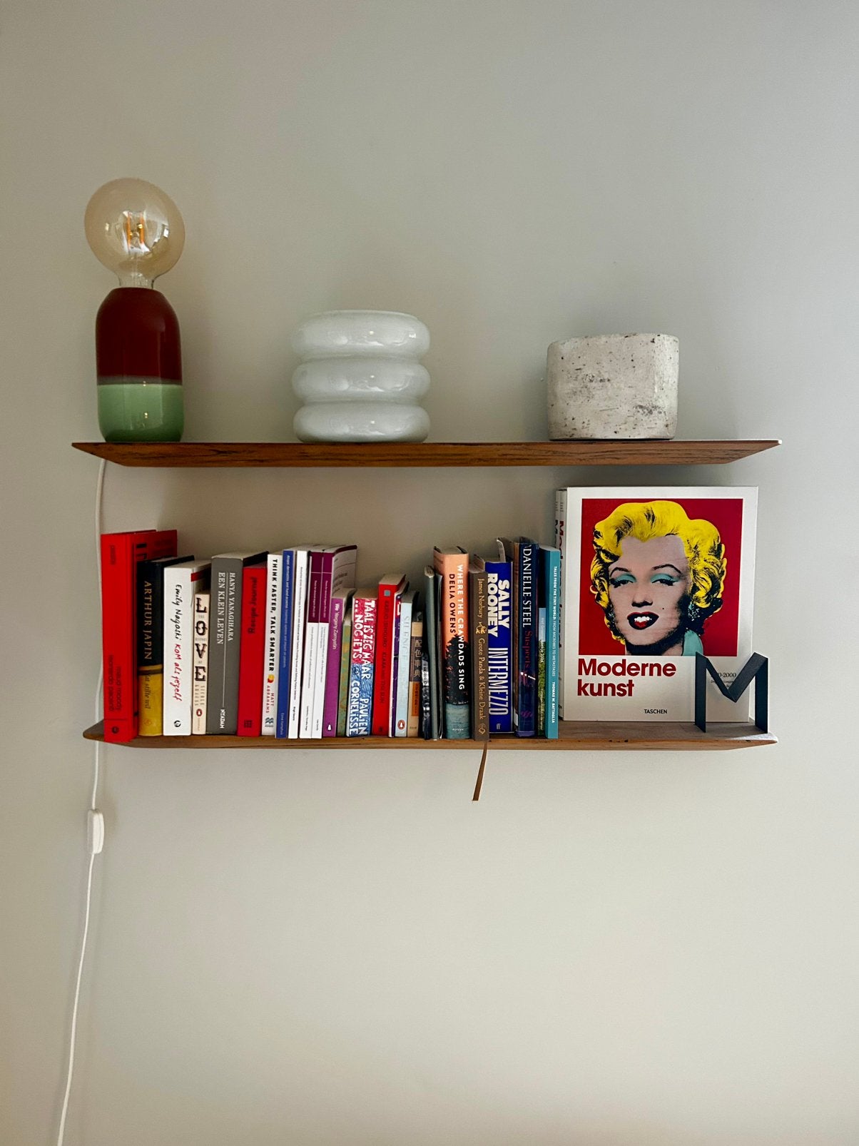 Teak houten zwevende wandplanken, Huis en Inrichting, Woonaccessoires | Wandplanken en Boekenplanken, Ophalen, Zo goed als nieuw