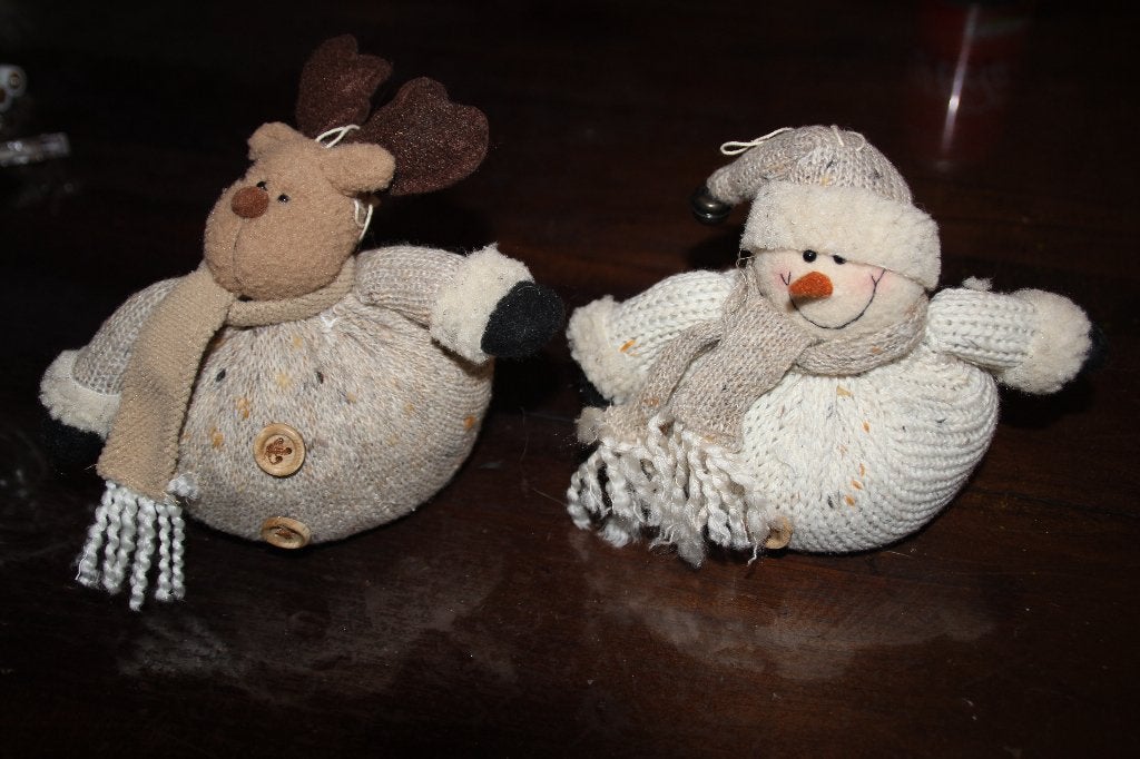 eland en sneeuwpop hangpoppetjes 14cm, Diversen, Ophalen of Verzenden, Gebruikt
